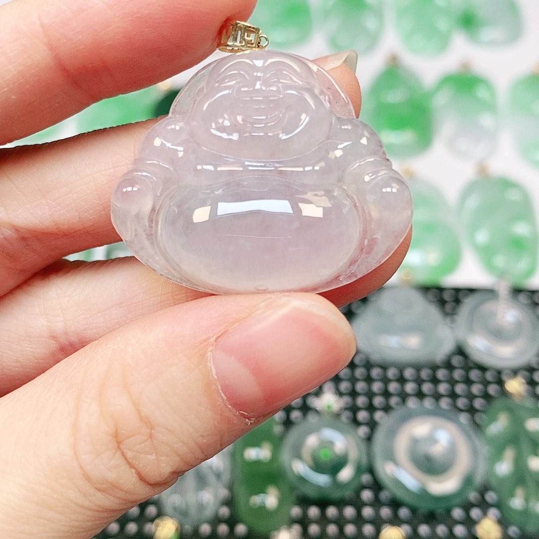 翡翠吊坠(不含链)18K金镶嵌