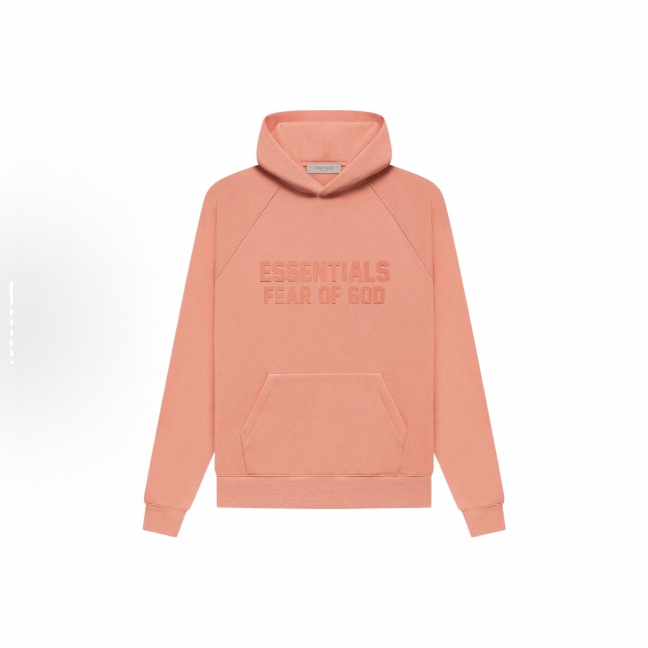 ESS 珊瑚红植绒字母印花连帽卫衣