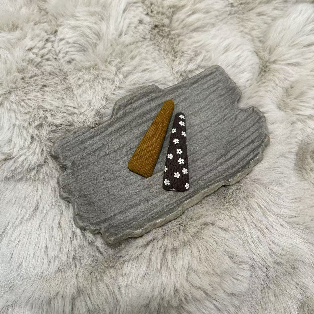 新款碎花南瓜色椭圆BB夹韩系甜美少女心发夹后脑勺对夹发饰