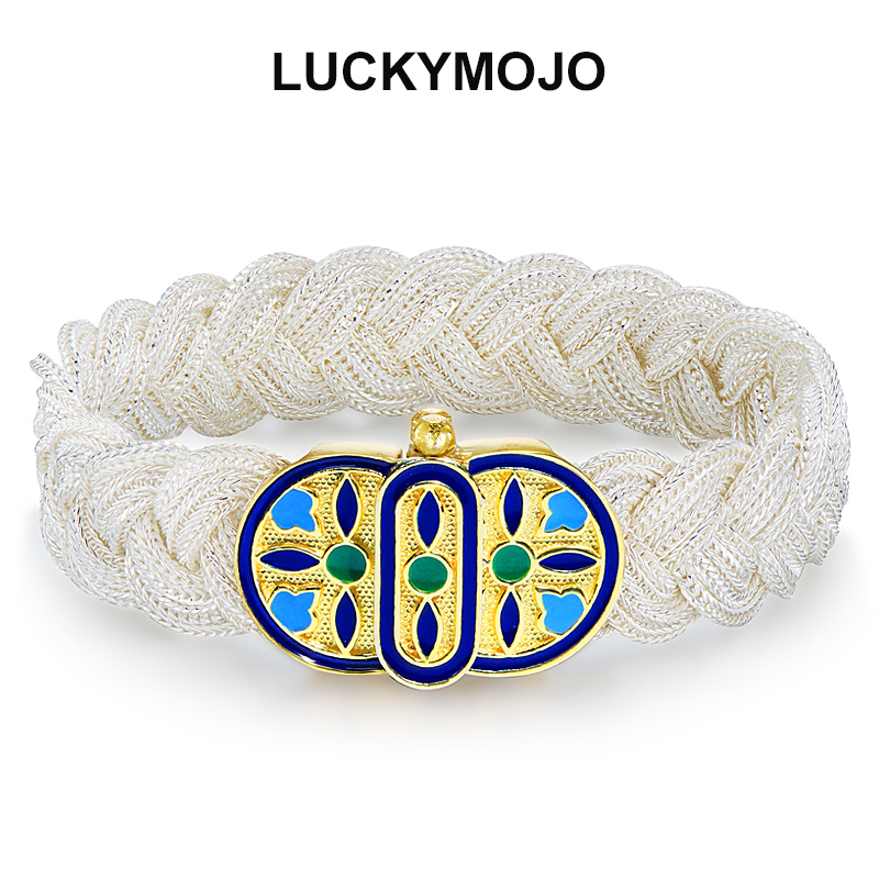 LUCKYMOJO 925银手链 轻奢复古土耳其民族风编织手链男女情侣手镯