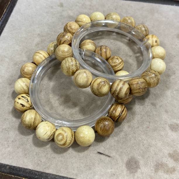 B222奶香木圆珠卡1.2单圈柚木手串（底色多样，发其一）