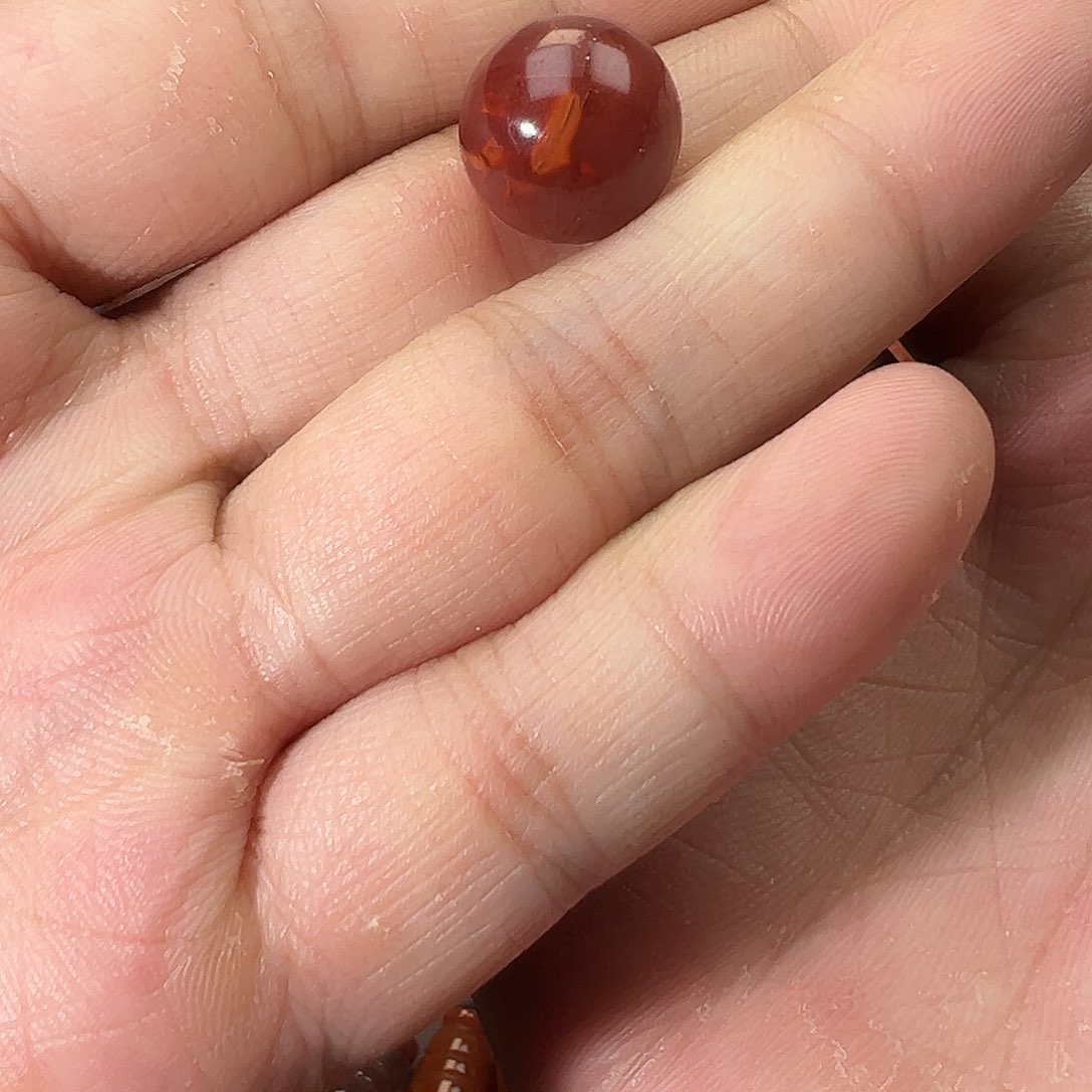 南红玛瑙未镶嵌珠宝奇石琪火焰纹圆珠13.7mm
