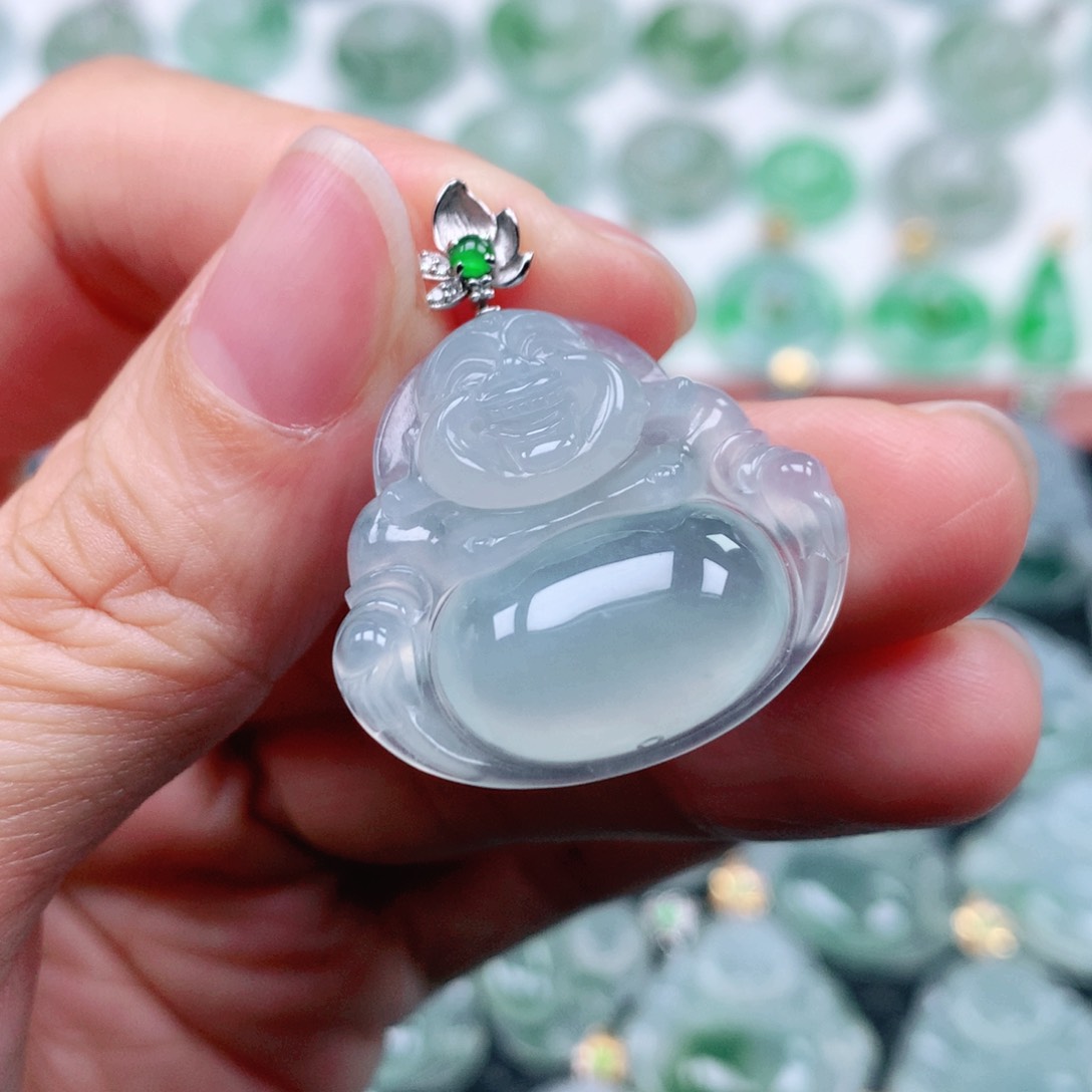 翡翠吊坠(不含链)18K金镶嵌