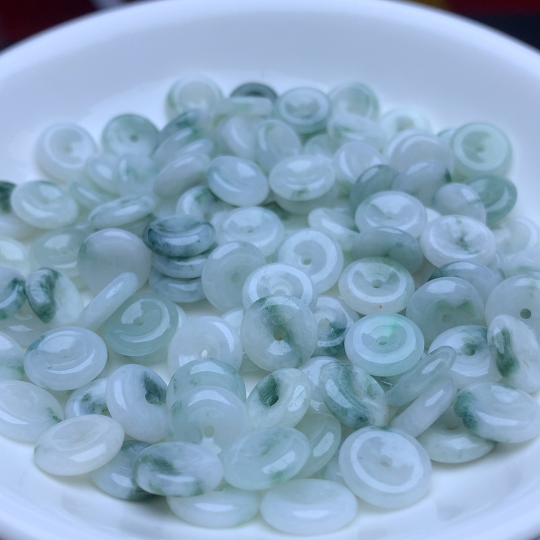 【闪购商品】翡翠手链未镶嵌卡9冰飘蓝平安扣20个