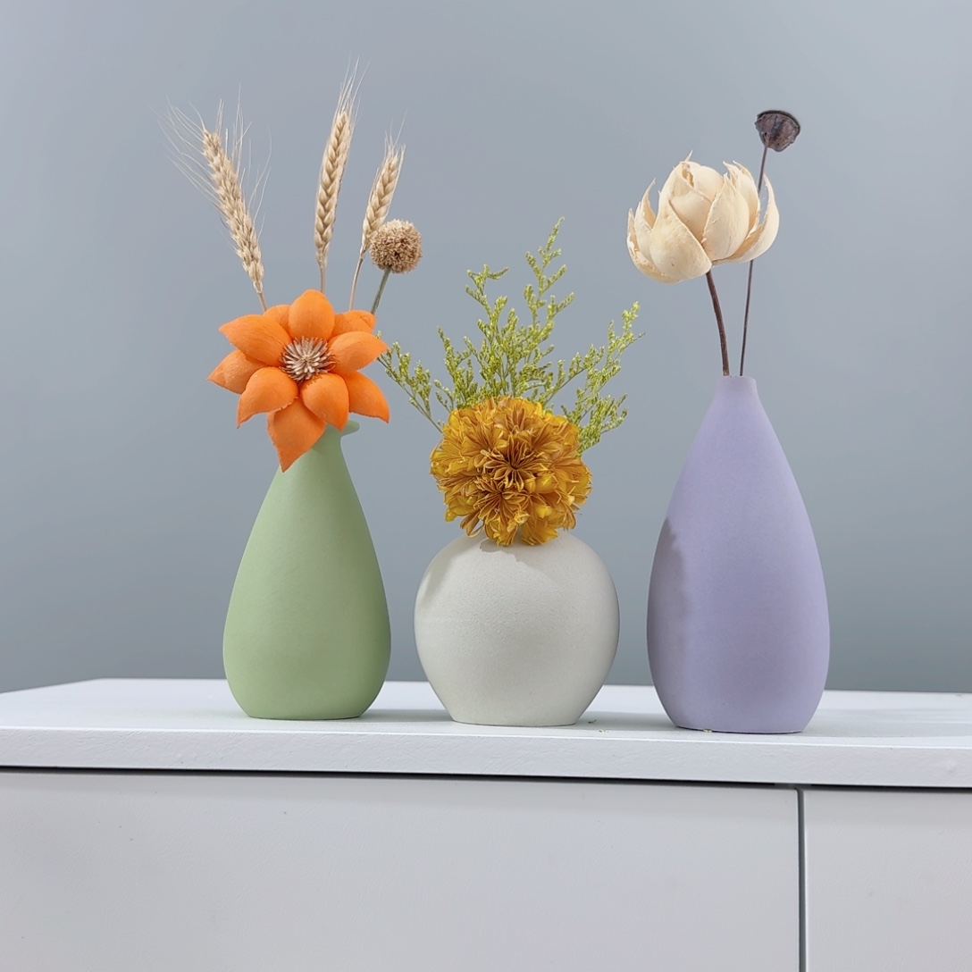 摆件陶瓷花瓶摆件含花总高约20-30cm