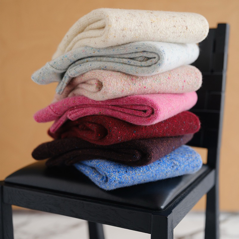 【浮霜羊绒衫】花式彩点100%山羊绒 圆领女羊绒衫上衣