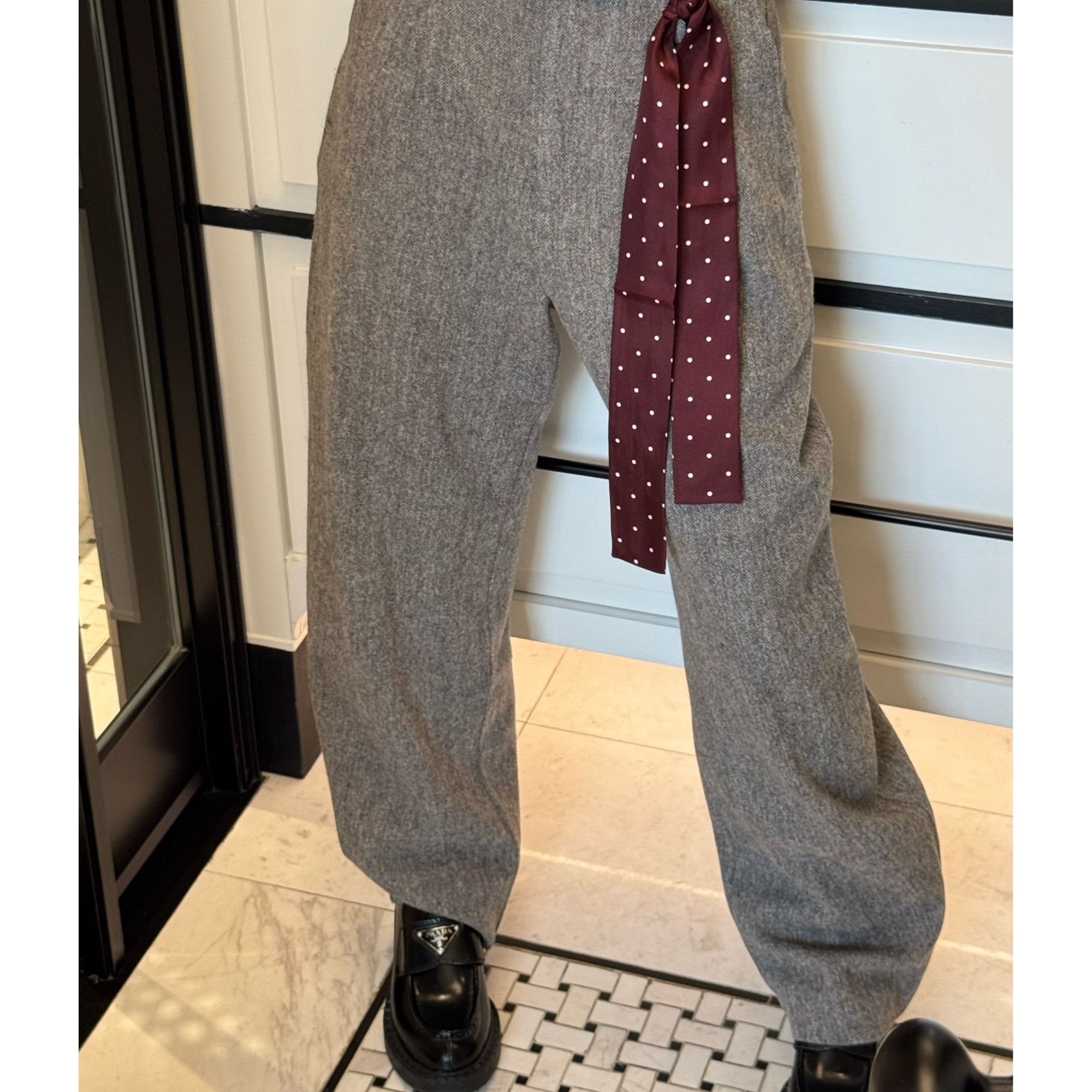 SONG TING 高定高支加厚羊毛弯刀裤 慵懒休闲裤24121810