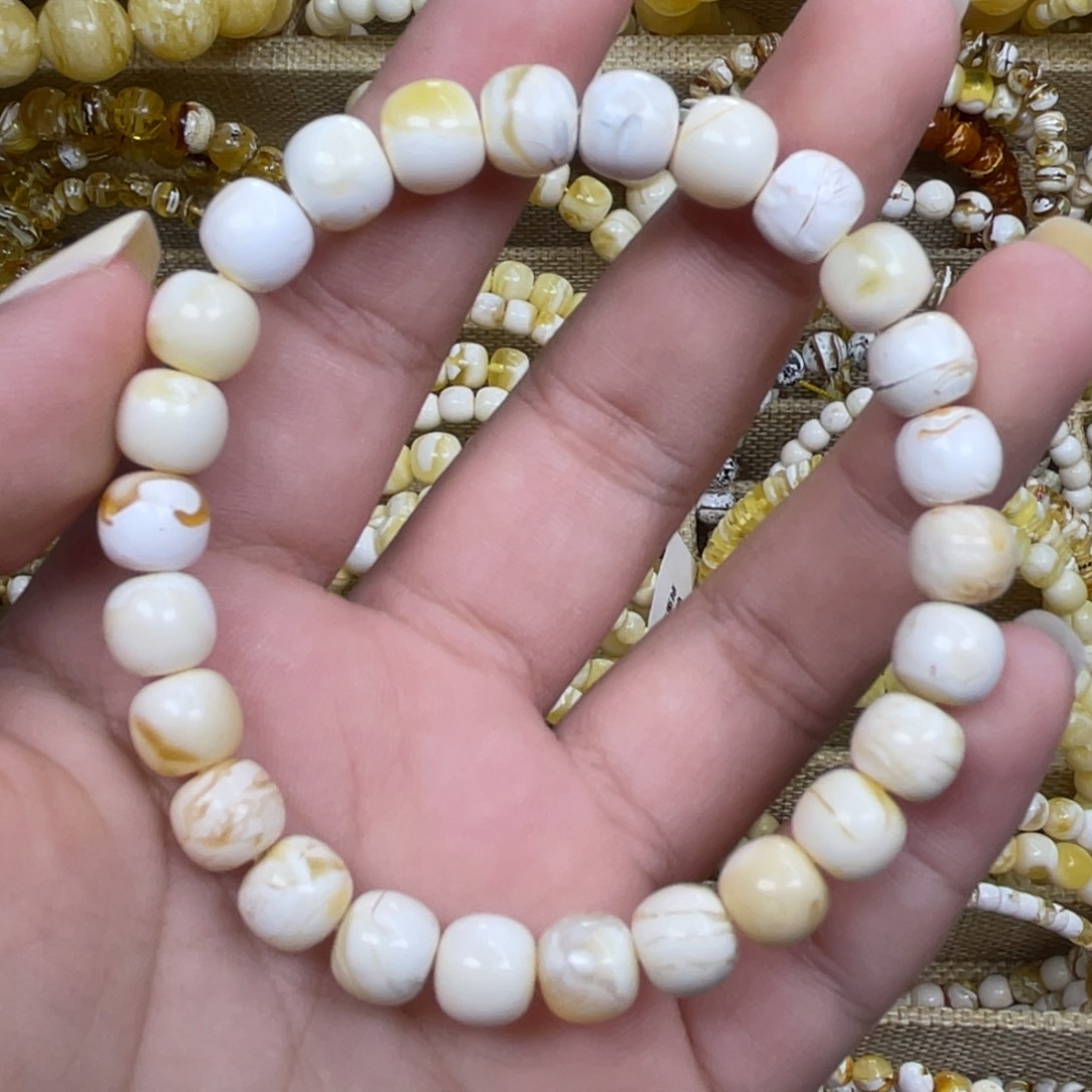 蜜蜡银S925镶嵌珠宝奇石8m