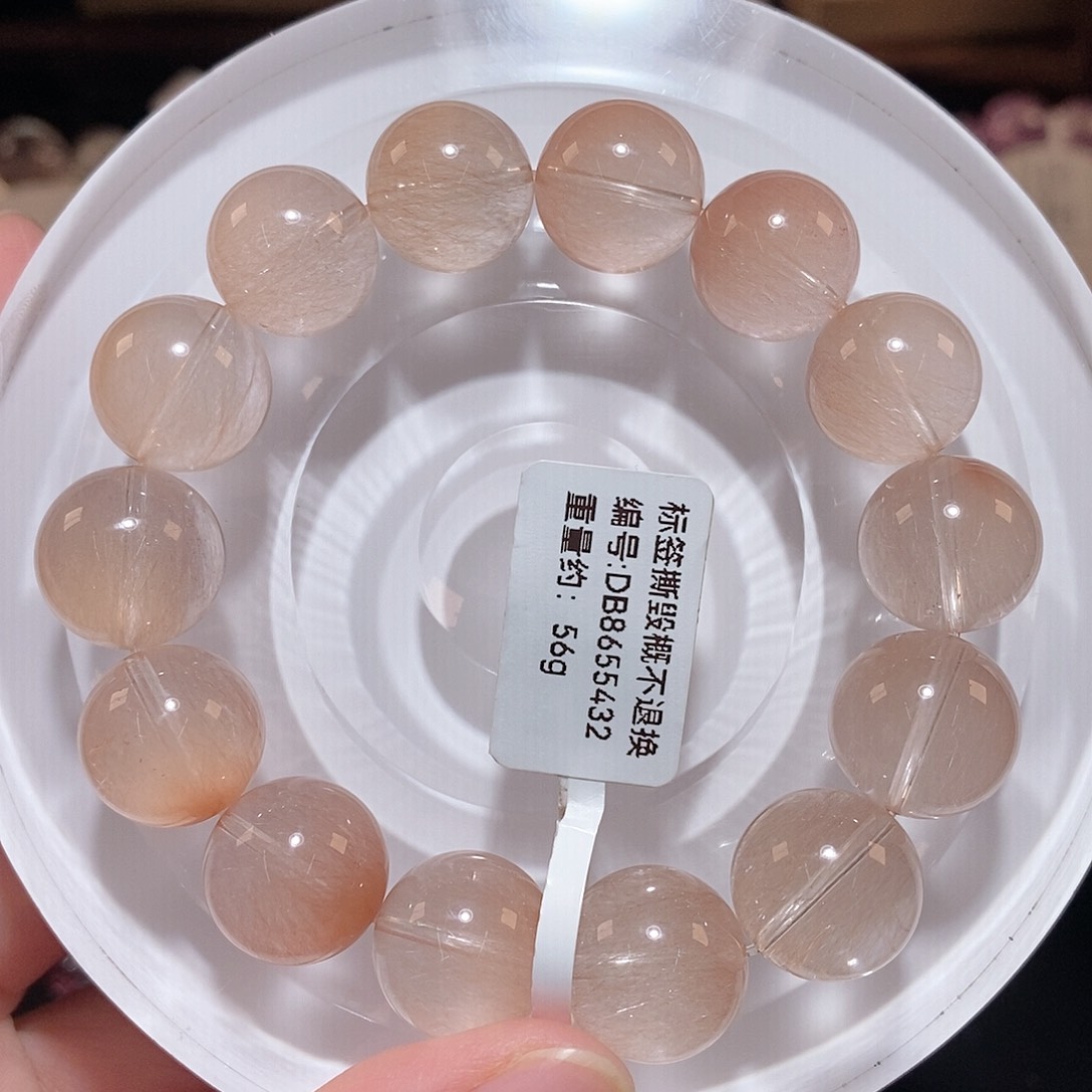 水晶手链未镶嵌F粉兔毛14.5