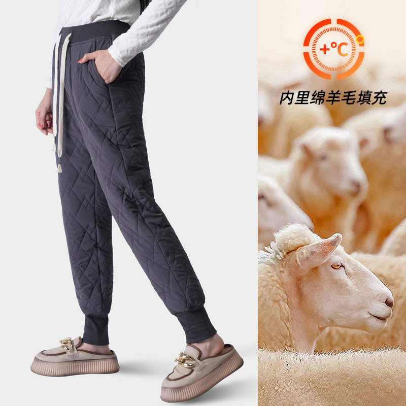 绵羊毛冬季加厚加绒休闲保暖棉裤情侣款Y1173