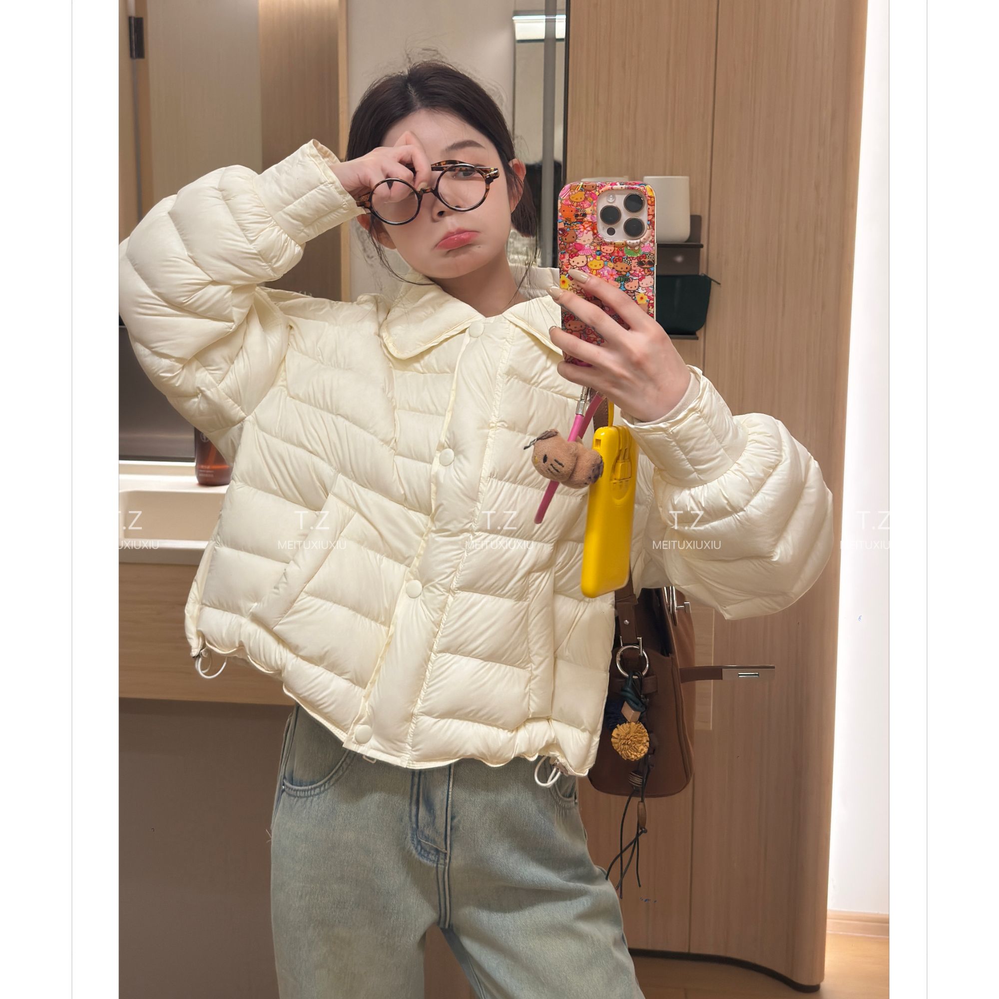 【婷子定制】~150小个子改版冬款韩系轻薄90白鸭绒羽绒服外套 D2851