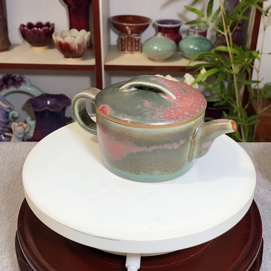 壶钧瓷茶壶省工美亲工碳化炉钧