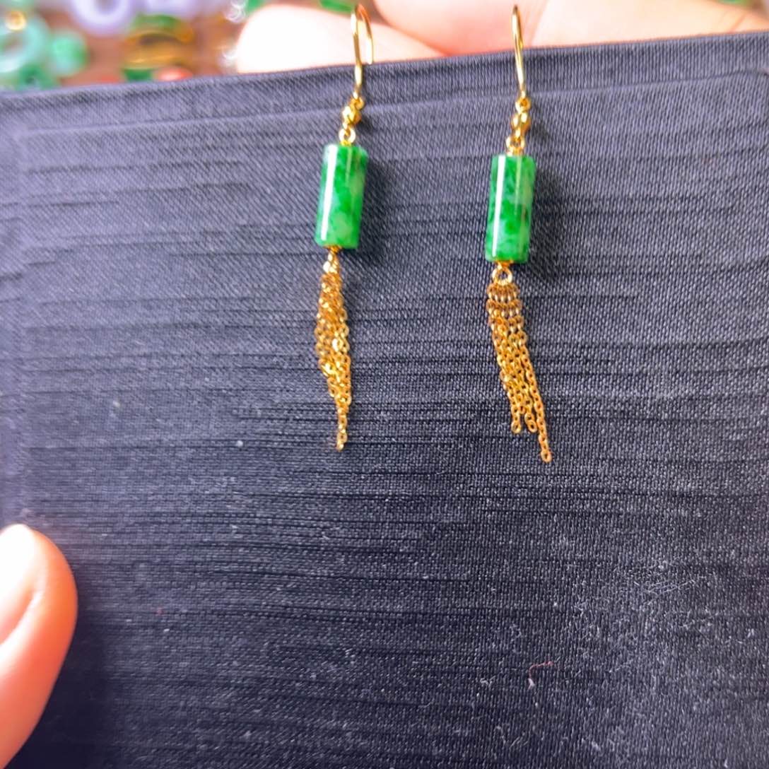 翡翠耳饰18K金镶嵌耳坠
