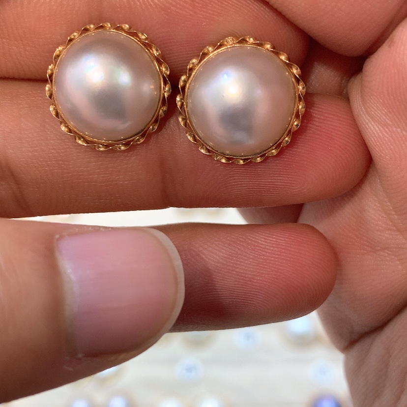 【闪购商品】耳饰拼合珍珠（马贝珠）18K金镶嵌