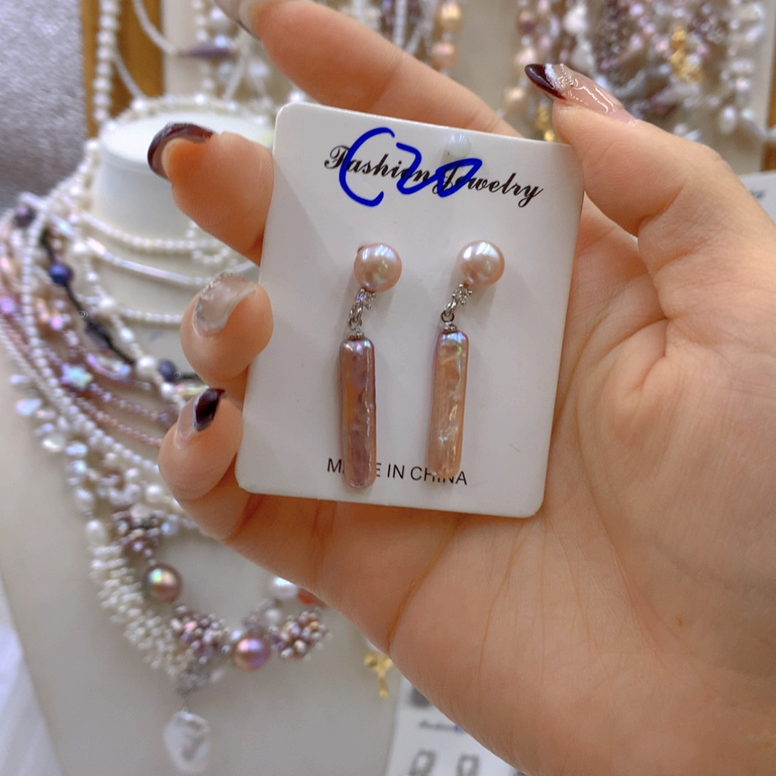 淡水珍珠耳饰银S925镶嵌