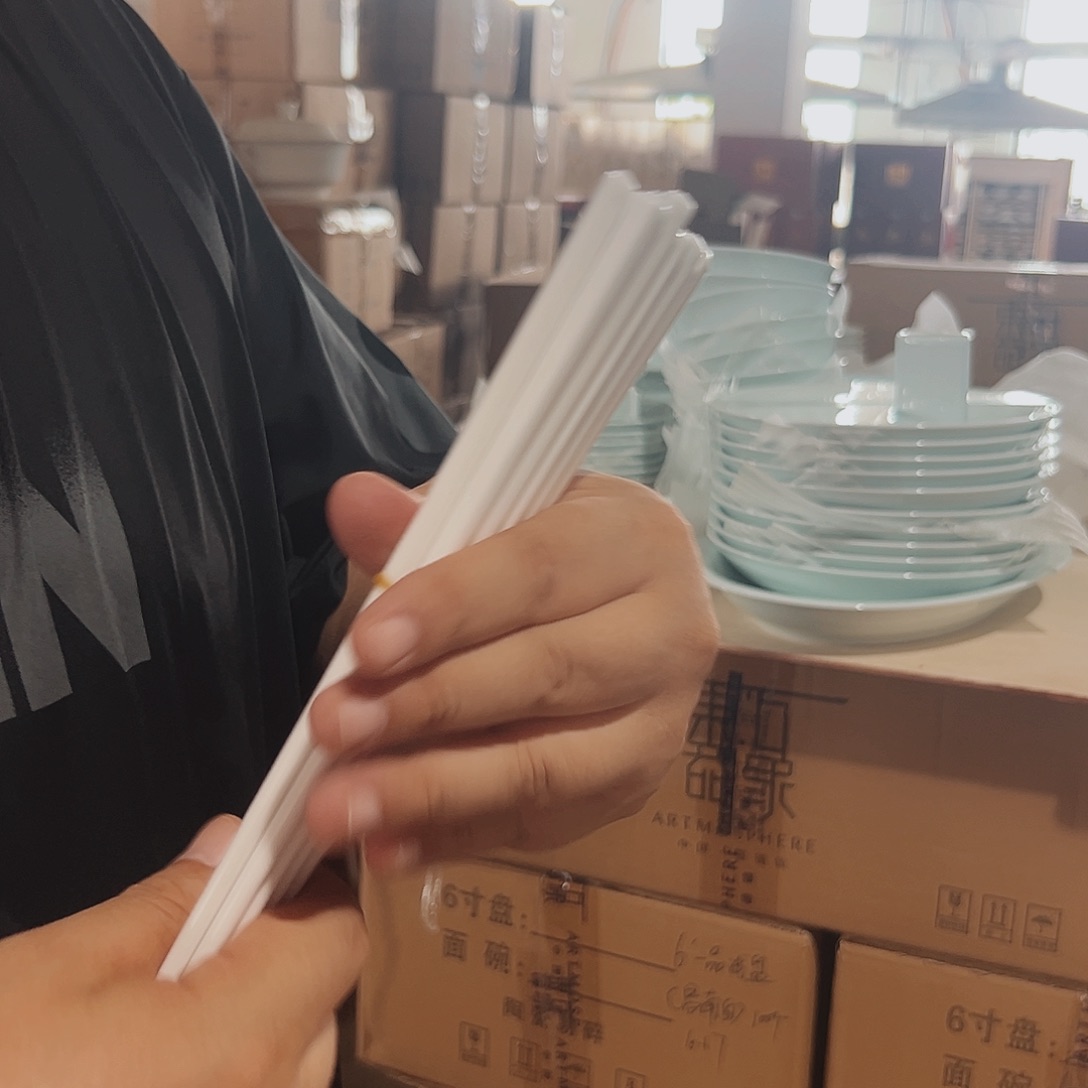 瓷一级品景德镇高白泥白色筷子6双