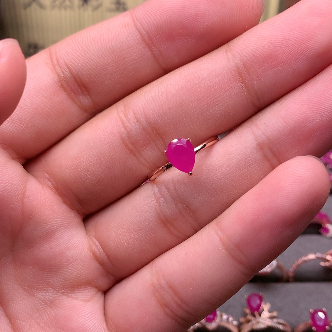 红宝石戒指银S925镶嵌