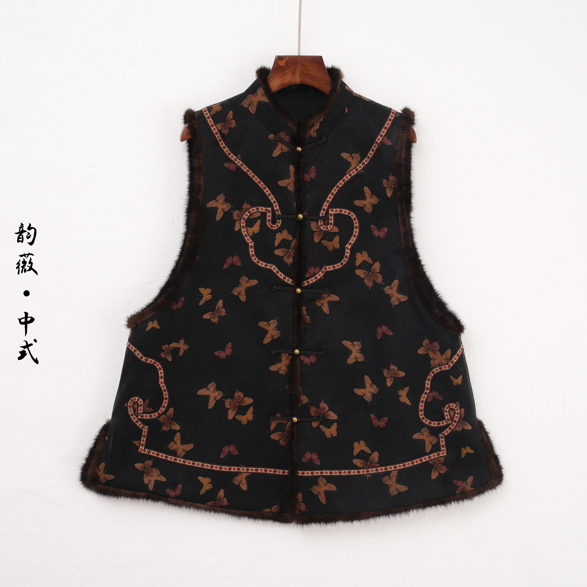 韵薇•中式厚款刺绣马夹日常百搭秋冬国风复古气质马甲女装10499