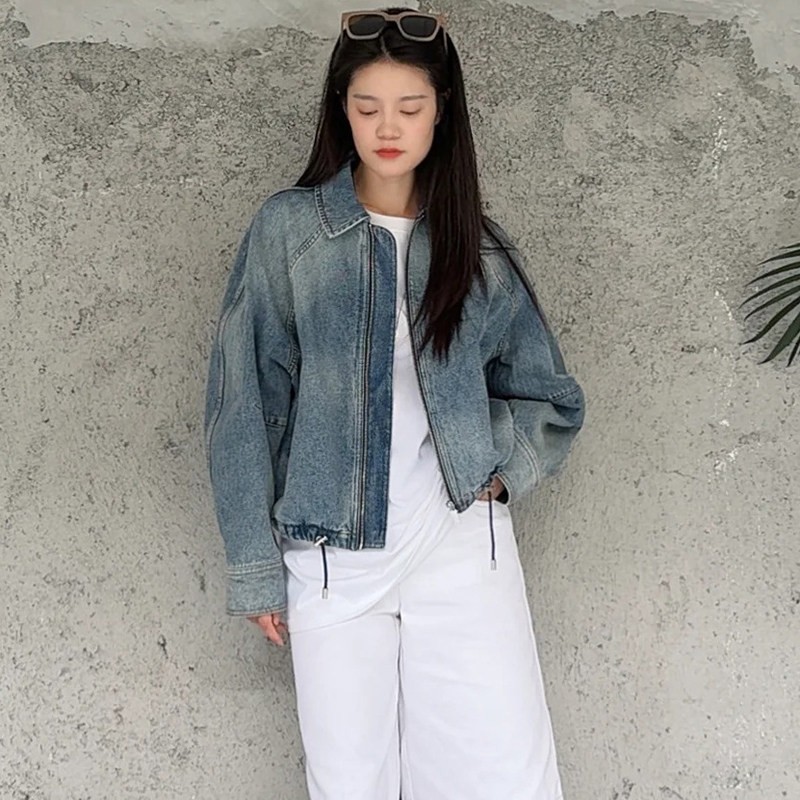 【商场同款】2026春季宽松复古风牛仔外套女松弛风夹克上衣540077