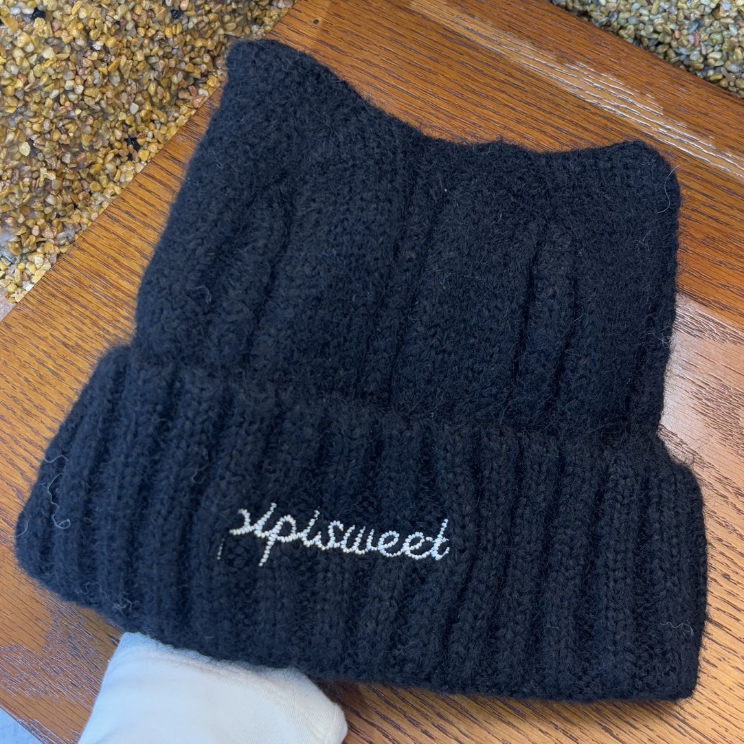 猫耳朵毛线帽女秋冬季加厚保暖护耳显脸小针织包头冷帽