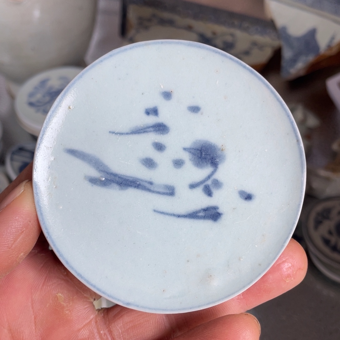 游***鹤瓷片青花瓷片，学习标本