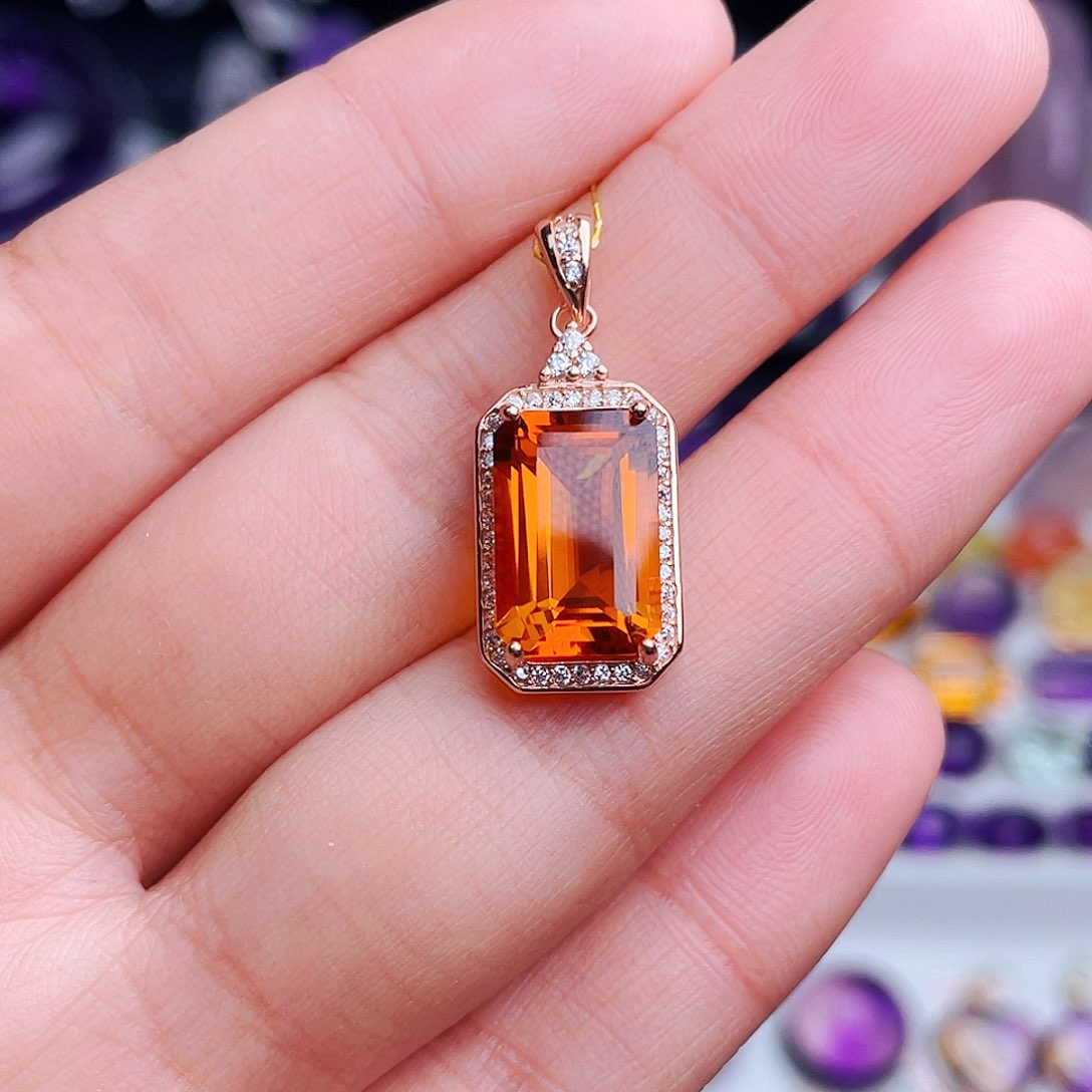 颈饰银S925镶嵌黄晶天然保真