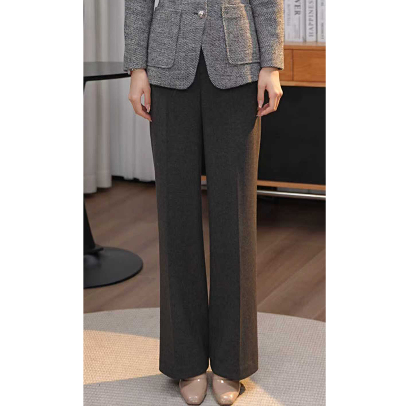 老钱风直筒裤厚款显瘦休闲裤复古拖地高腰长裤K2001