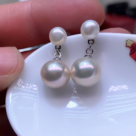 淡水珍珠耳饰银S925镶嵌