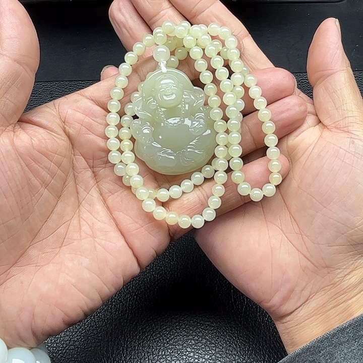 和田玉未镶嵌手链新疆和田玉且末料佛公吊坠
