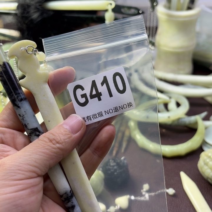 蛇纹石玉发饰合金勿*我