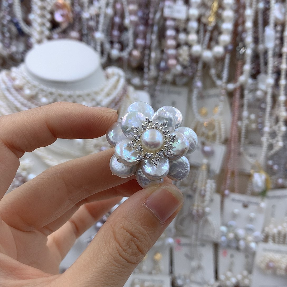 银S925镶嵌项链耳饰淡水珍珠