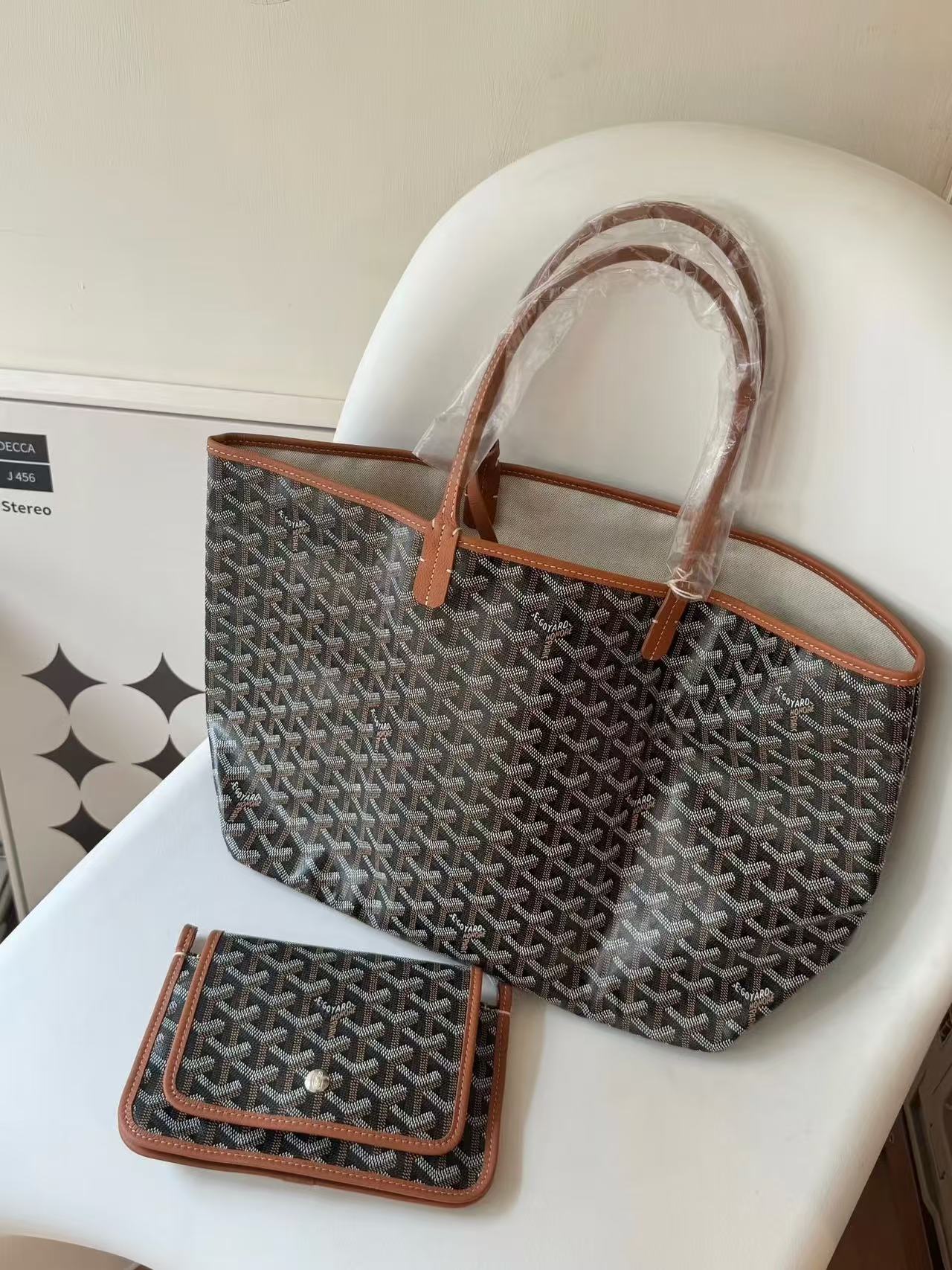 95新 Goyard CS5942/goyard黑棕色购物袋手提包