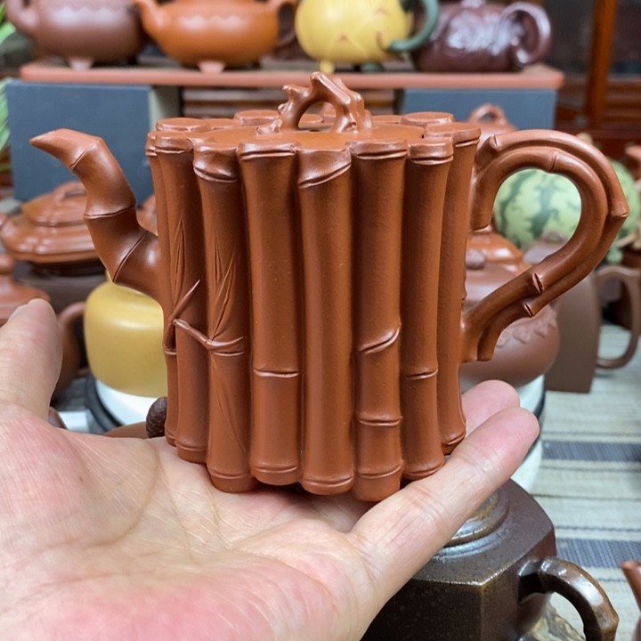 茶壶紫砂一梱竹200cc原矿赵庄朱泥特价