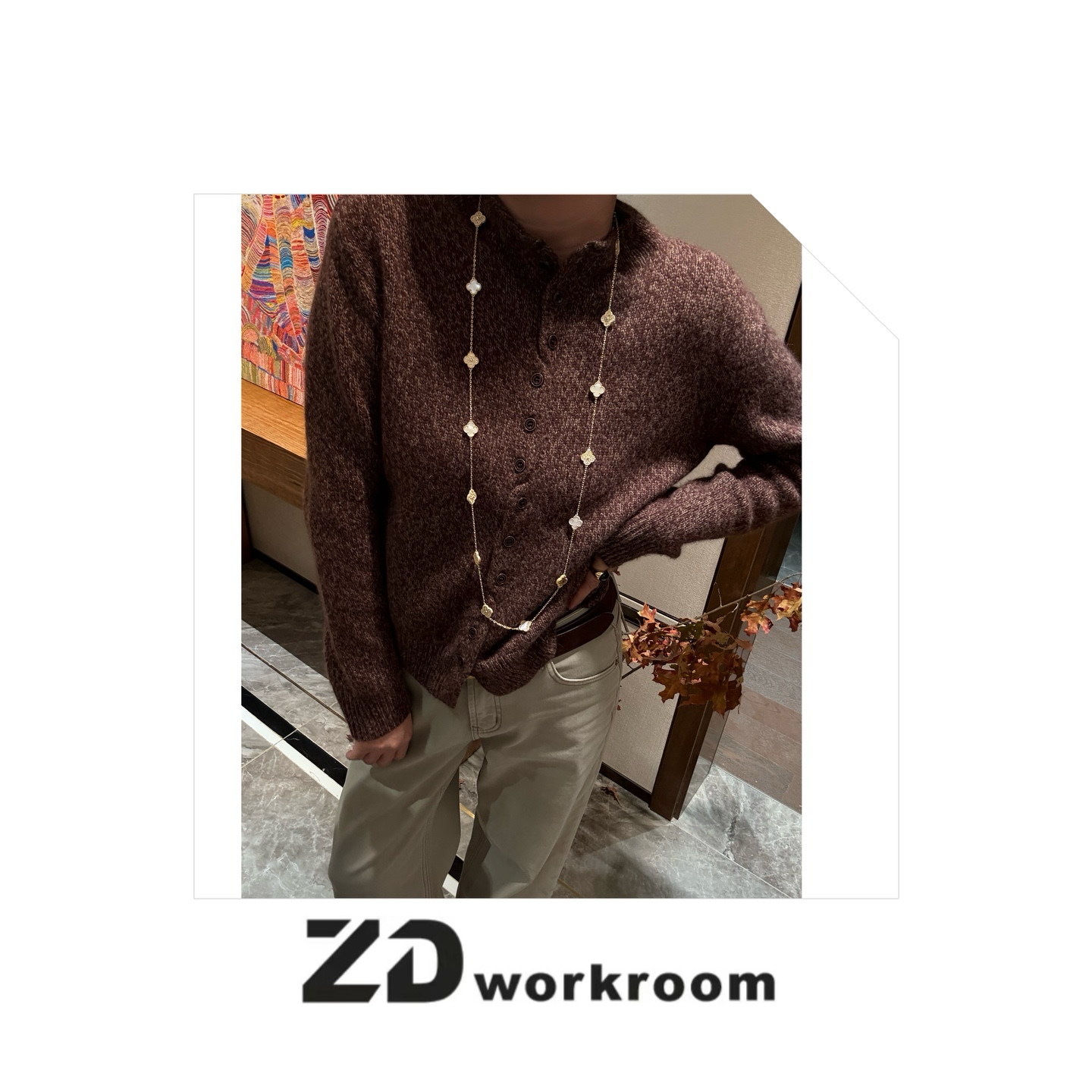 【Z.D/WORKROOM】25/26秋冬设计款不规则交叉扣绵羊毛混纺圆领毛衣