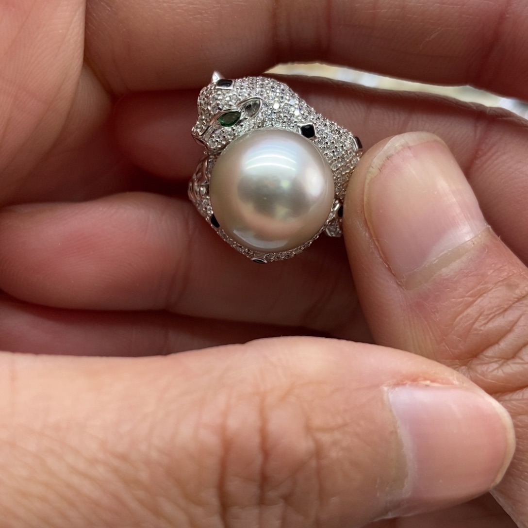 海水珍珠戒指银S925镶嵌