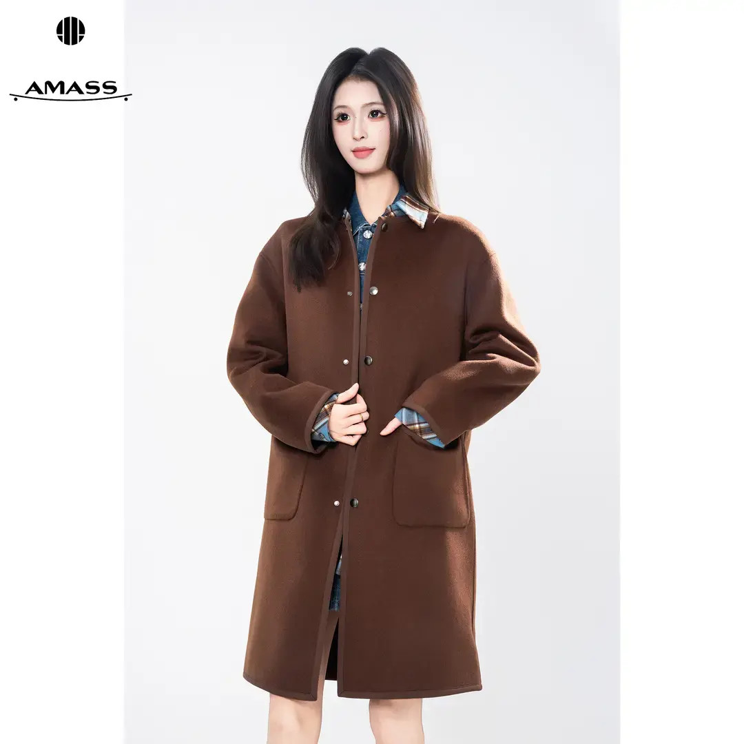 AMASS/阿玛施女秋冬毛呢外套翻领大衣540052冬季气质女装时尚