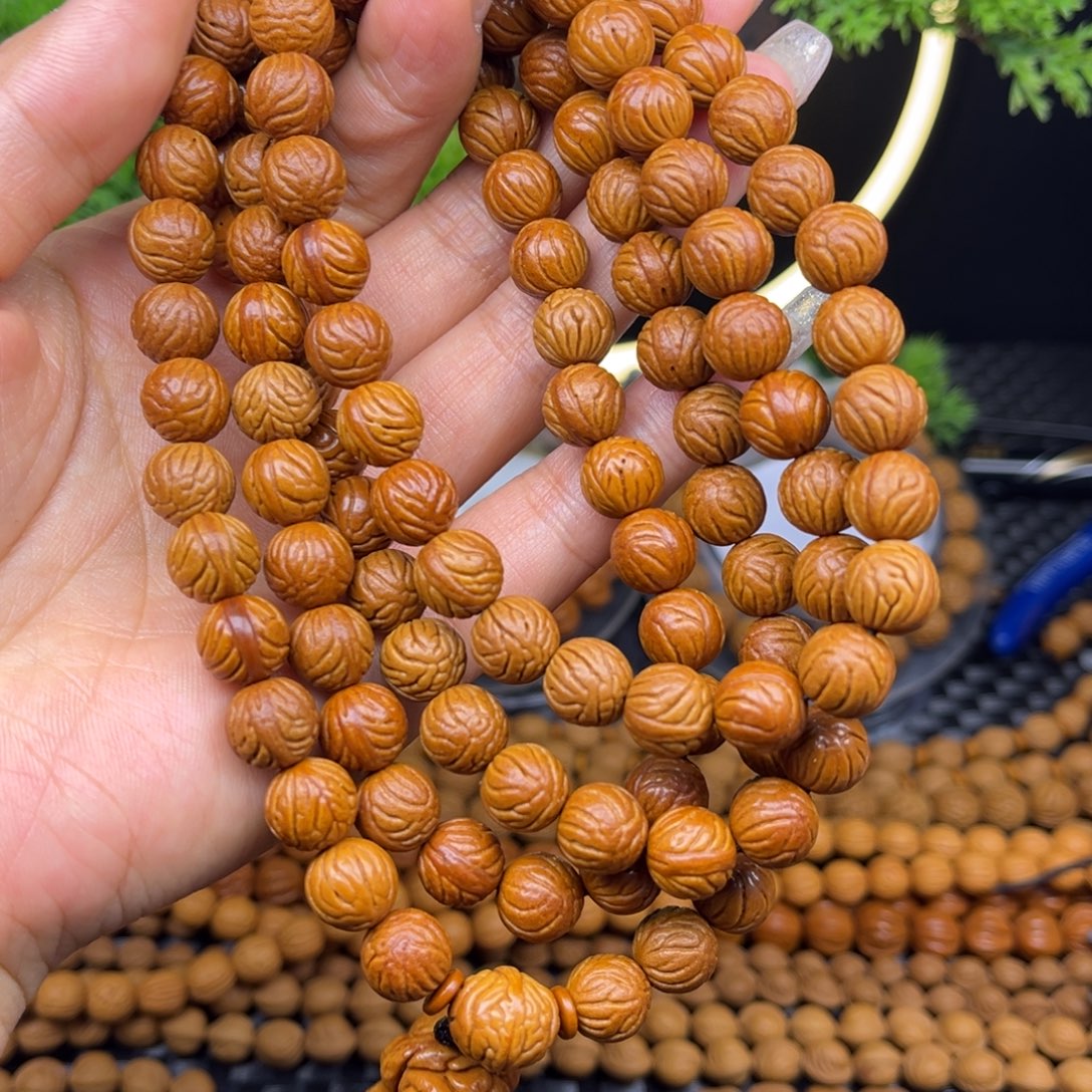 小***刚文玩核桃吊坠柳叶纹单圈