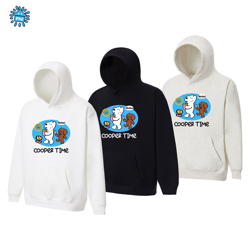 FNI Cooper系列（小熊时光）男女同款卡通加绒连帽卫衣秋冬款发泡