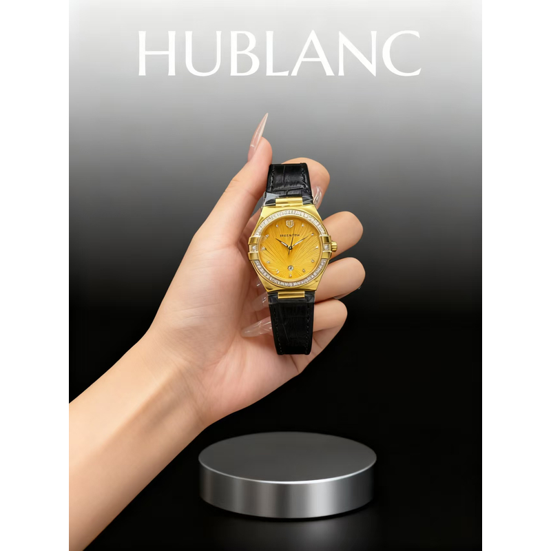 宇珀-凤尾拉丝女款黄金腕表（石英机芯0.1克）