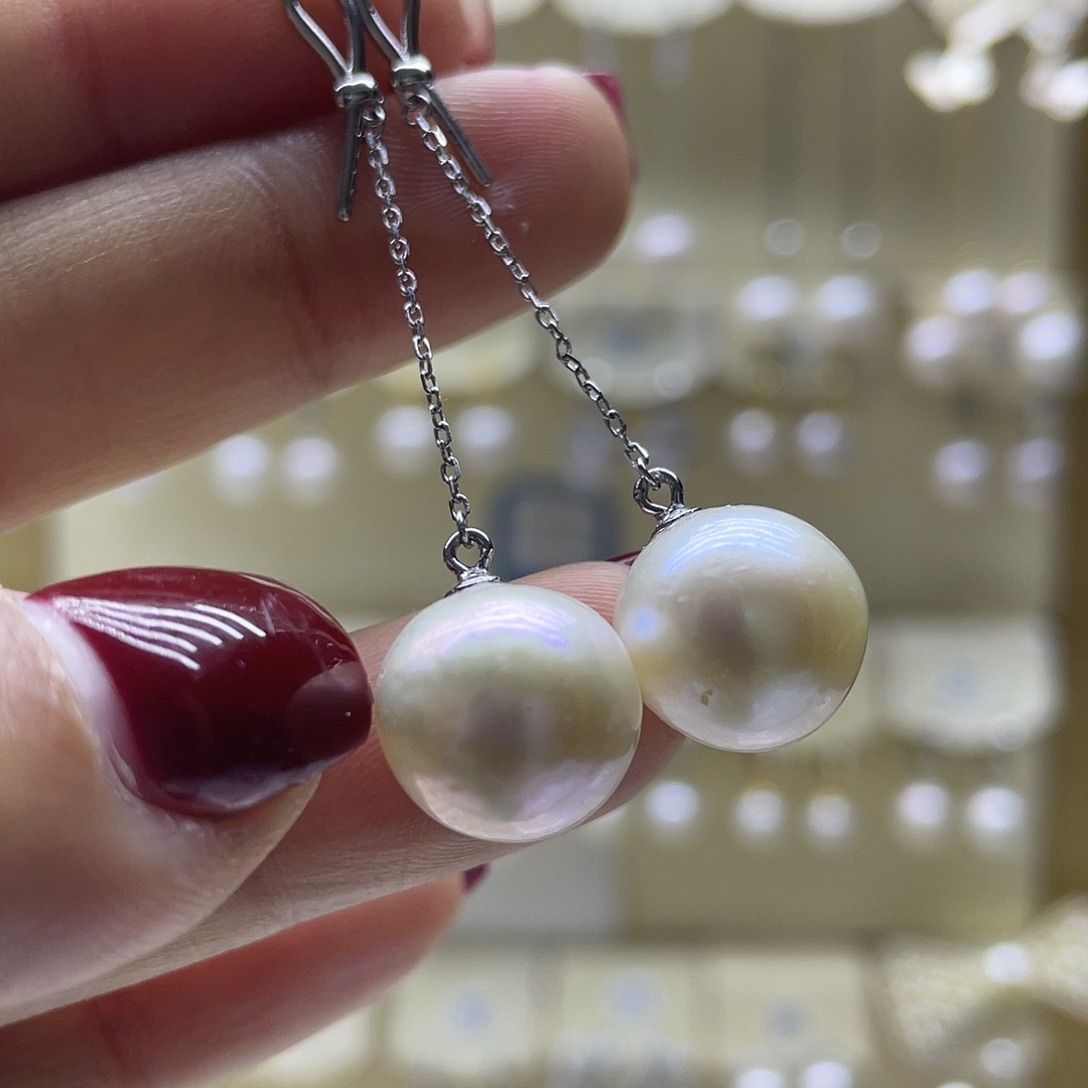 淡水珍珠耳饰银S925镶嵌