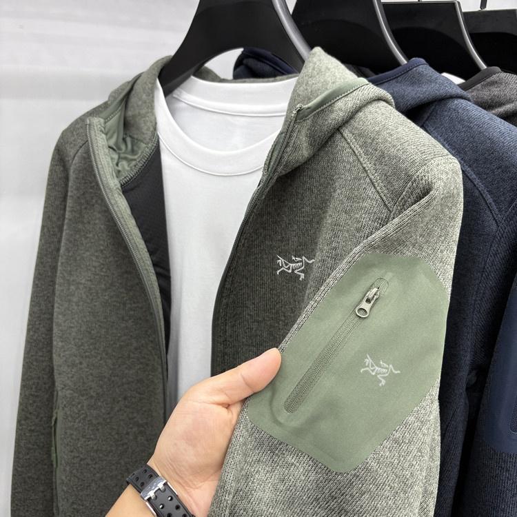 始祖新款鸟保暖连帽外套夹克 秋冬3D立体裁剪升级针织开衫立领帅