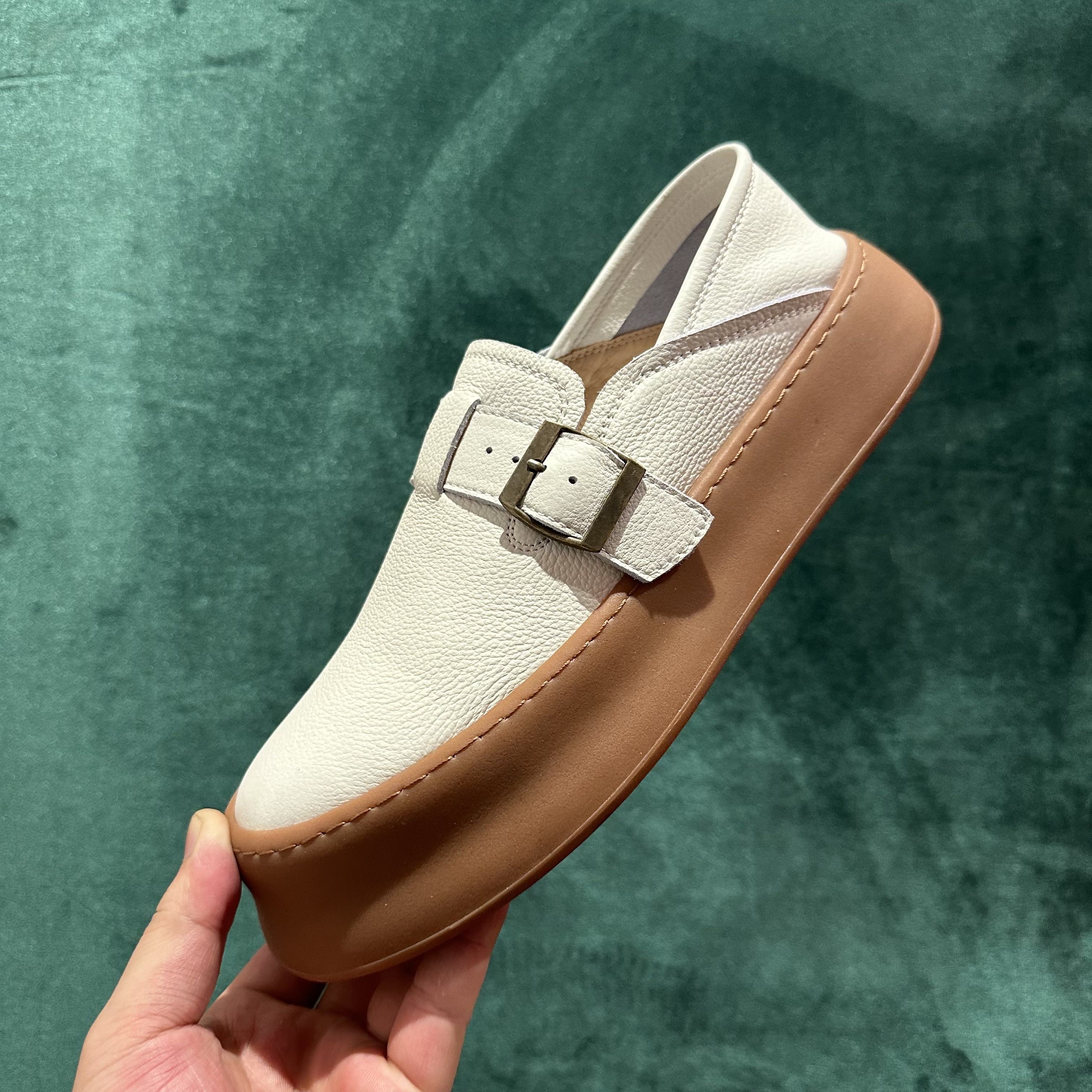 复古真皮勃肯鞋男春夏新款一脚蹬乐福鞋男透气软底休闲皮鞋豆豆鞋