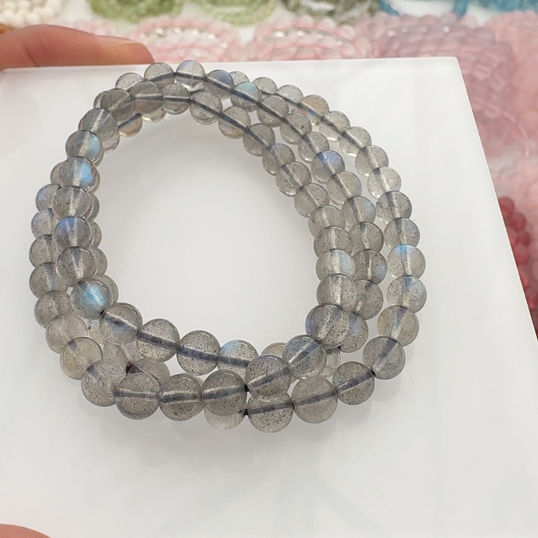 九***୭月光石未镶嵌手链灰月光三圈