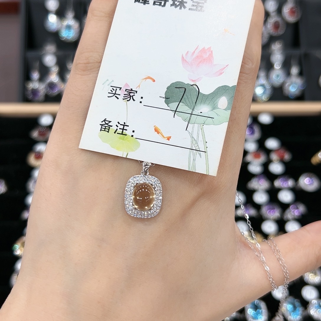 黄晶戒指银S925镶嵌戒指