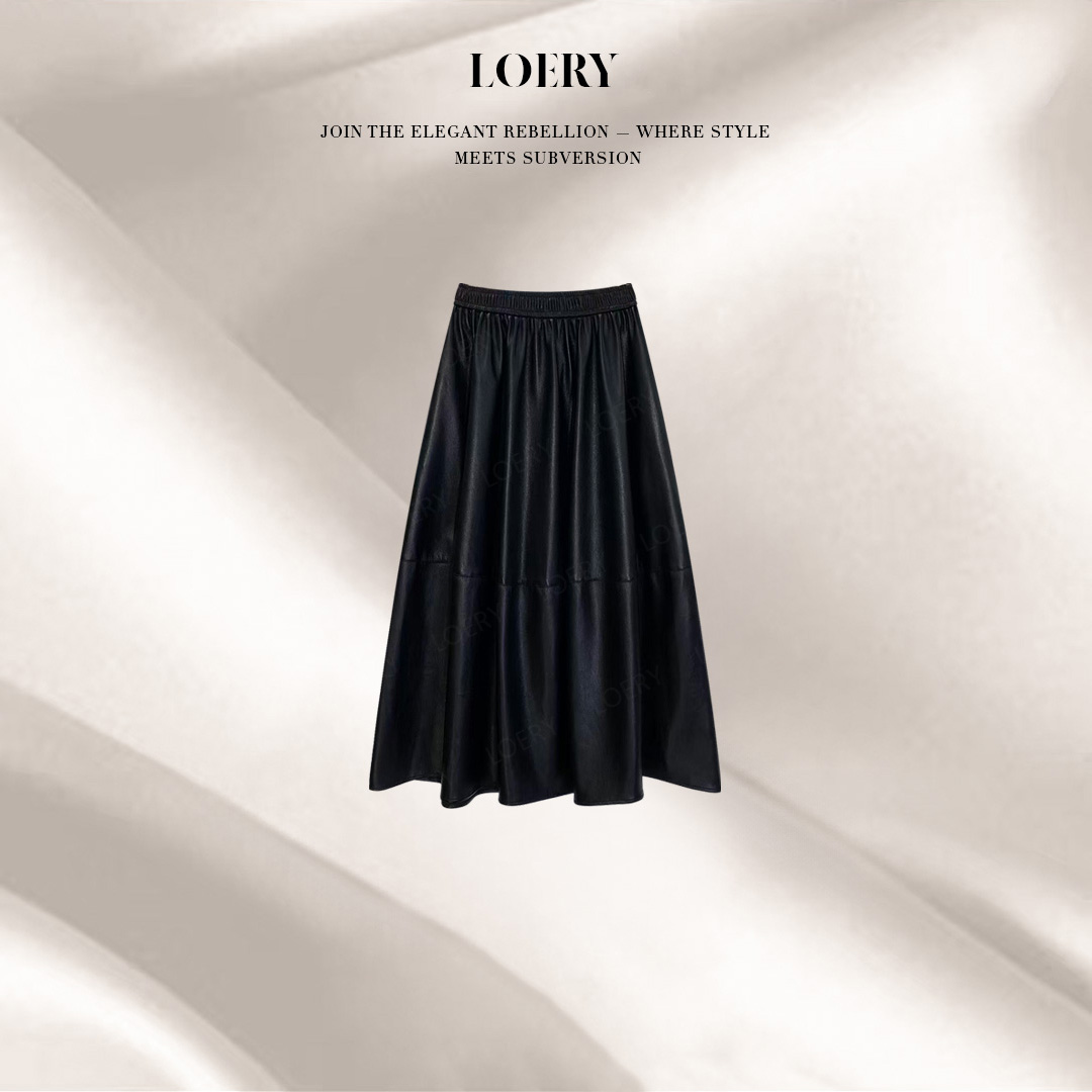 LOERY【招牌裙编号18】复古酷飒风高腰显瘦高级感半身裙-6602