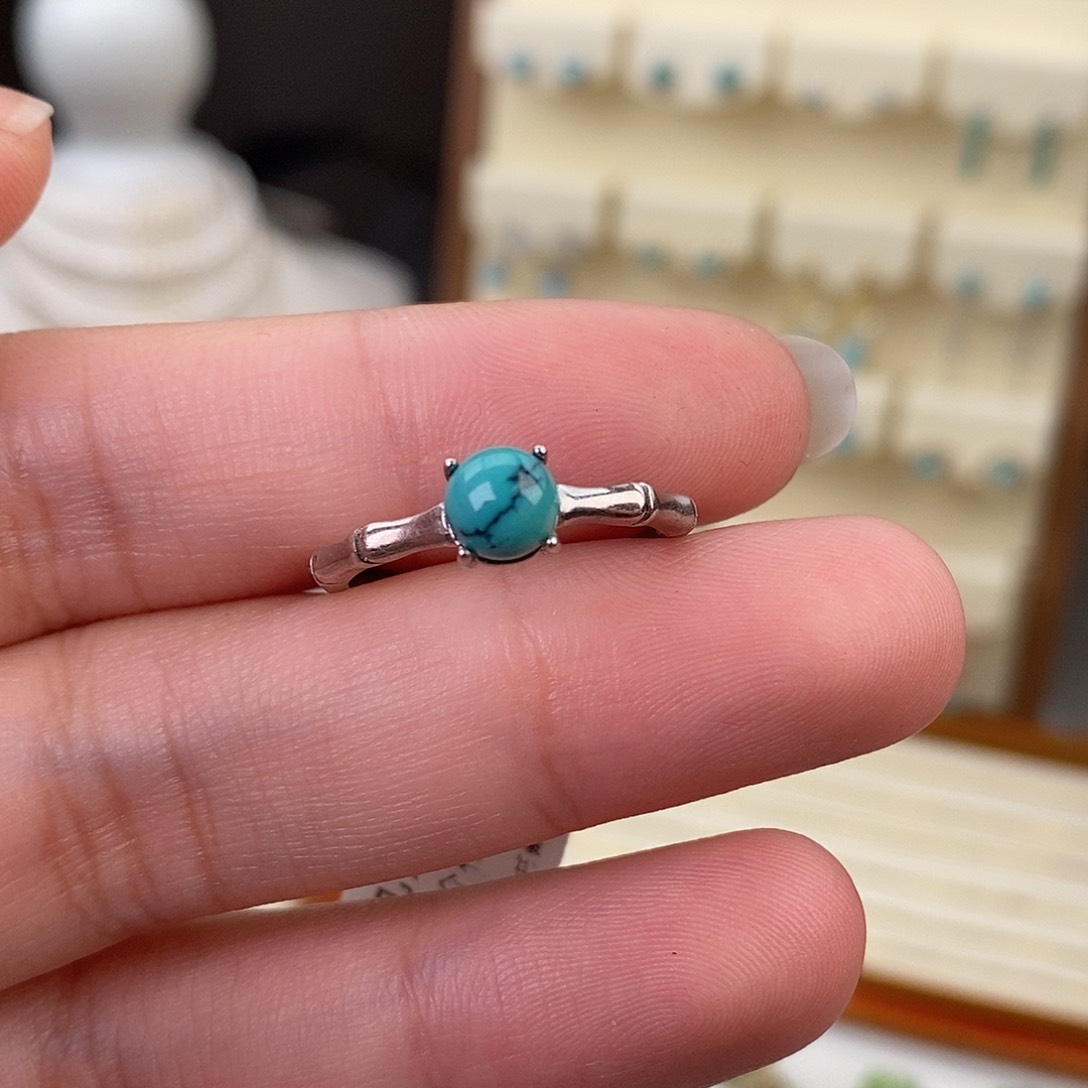 绿松石戒指银S925镶嵌
