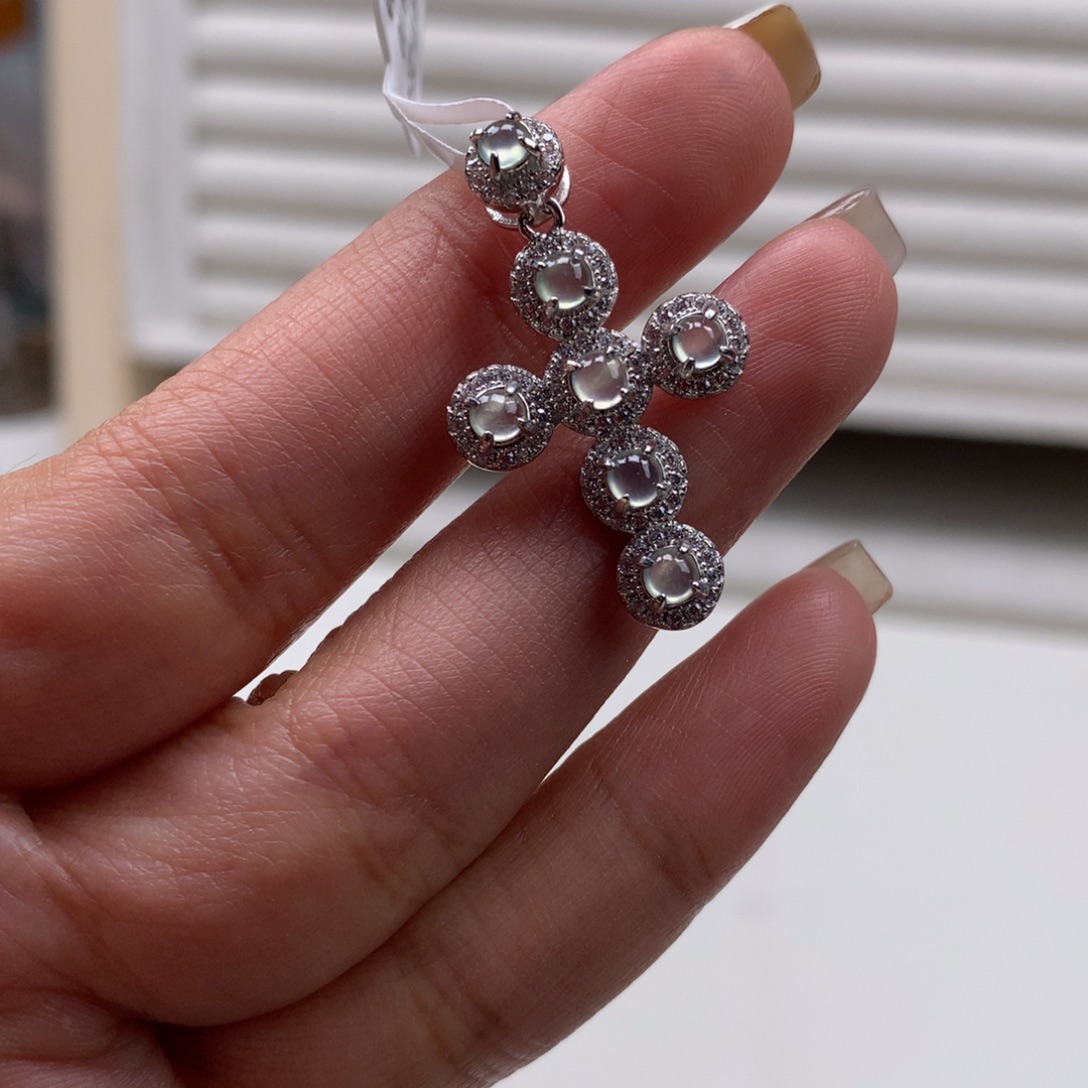 翡翠银S925镶嵌颈饰吊坠