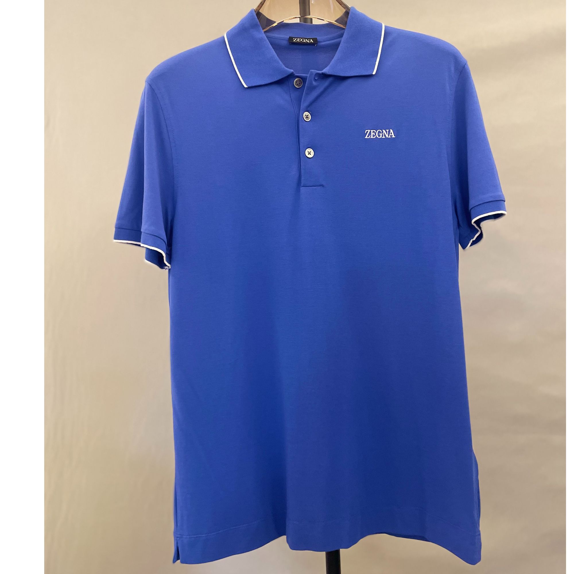 99新 ZEGNA 杰尼亚蓝色POLO衫男士