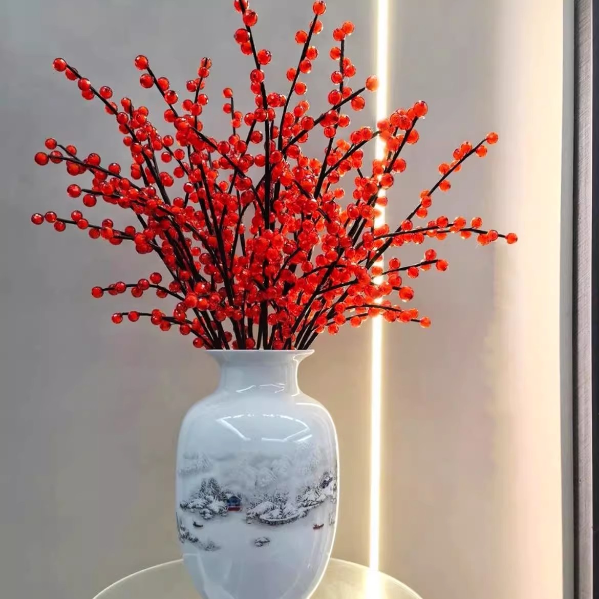 新年装饰一路长虹年宵花北美冬青材料包DIY手工串珠发财果摆件  