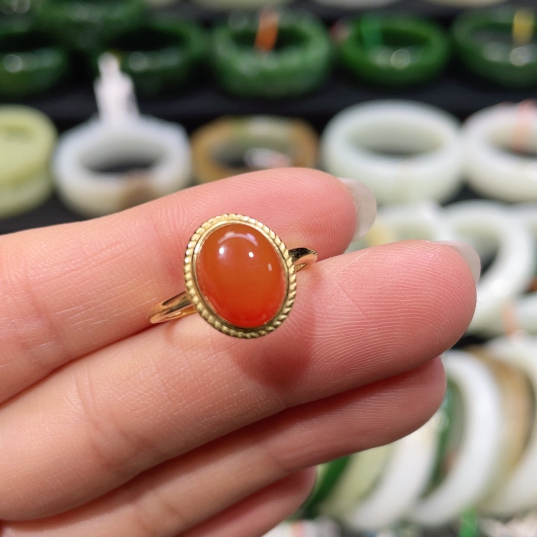 银S925镶嵌南红玛瑙戒指